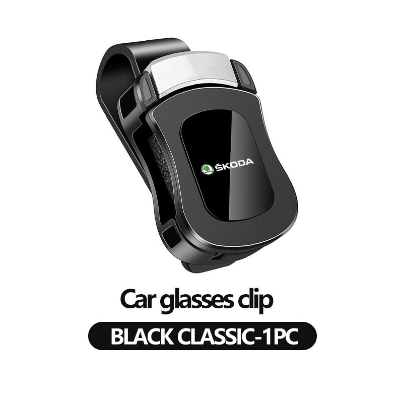 VIJT4 Fashion Car Sun Visor Glasses Clip Eyeglasses Storage Holder Auto Accessories For Skoda Kamiq MK3 Roomster Rapid Kodiaq Karoq