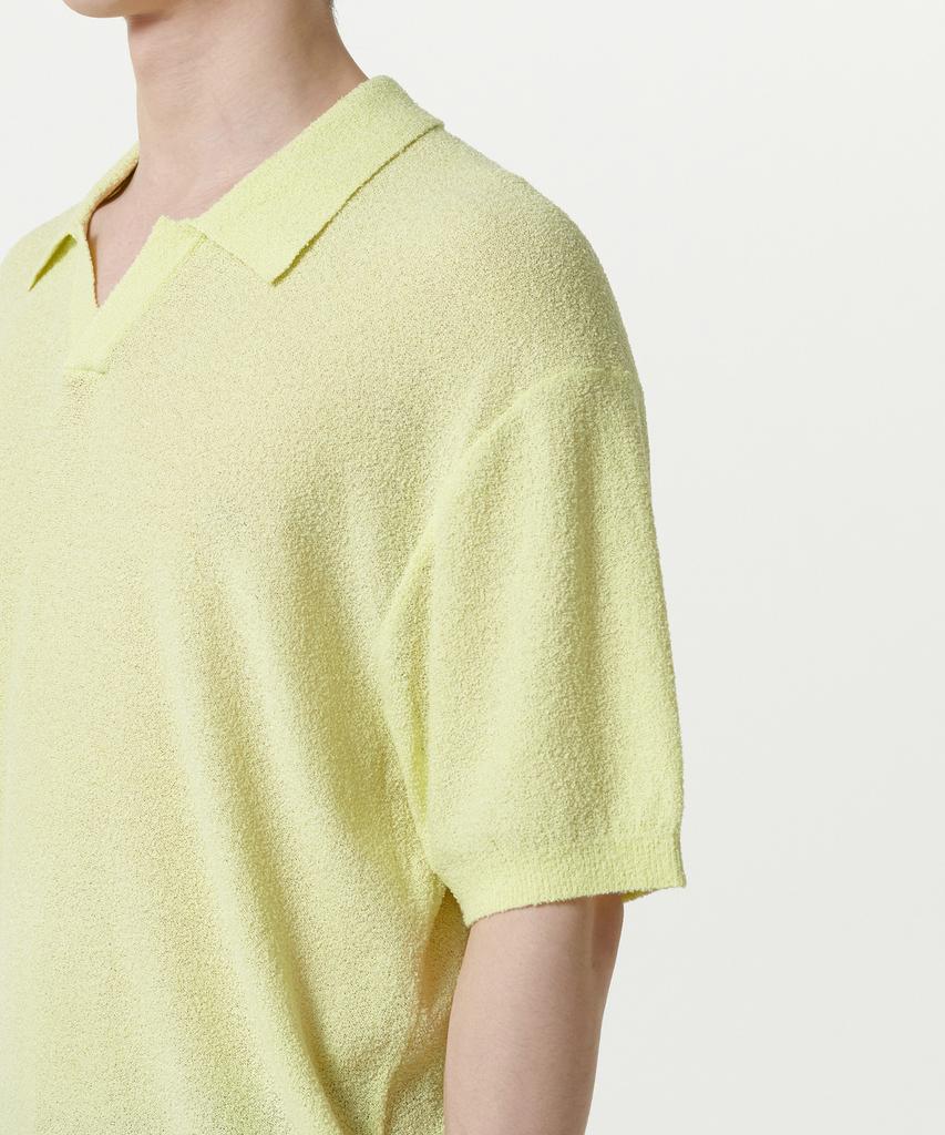 Musinsa Standard Boucle Slit Neck Knitted Polo Shirt [Lemon]