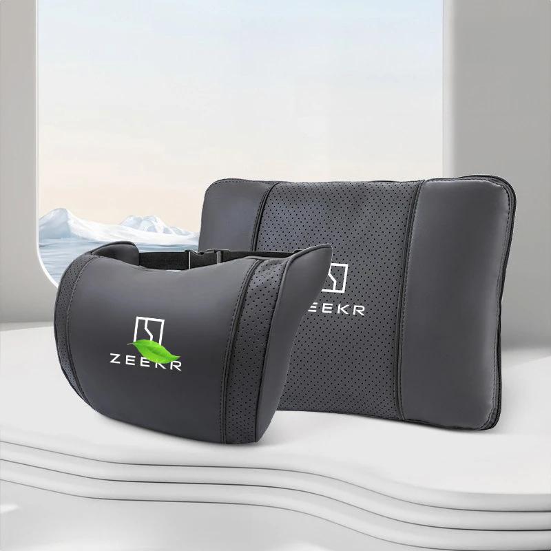 For Zeekr 7X 001 007 009 X Car Pillow Blanket Foldable Car Neck Pillows Nappa Leather Headrest Seat Lumbar Cushions Support