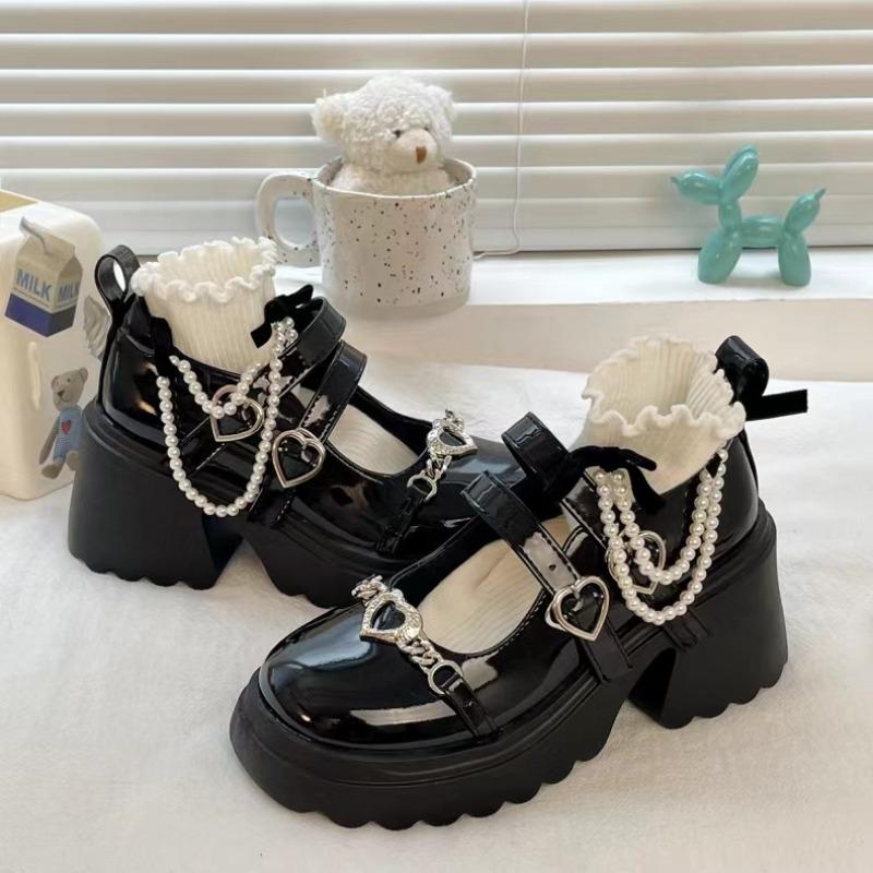 Mary Janes Pantofi pentru damă pantofi cu toc mediu Tocuri cu platformă Kawaii Lolita Fashion Varf rotund Fete School Gotic