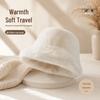 Women's Winter Warm White Plush Fluffy Bucket Hat - Face Slimming, Soft, Versatile, Large Head Fit