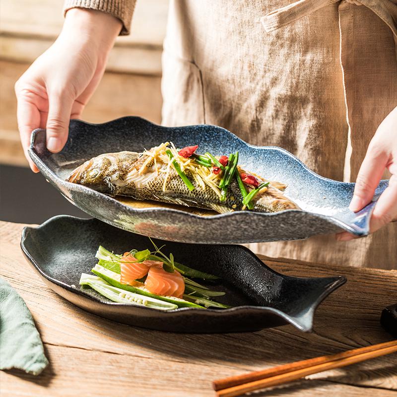 Creative Ceramic Steamed Fish Plate - Large Chopped Pepper Fish Head Plate for Household Use