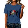 Women's Casual Christmas Printed Short Sleeve T-Shirt with Festive Holiday Design