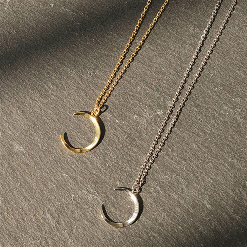 Gift Valentine's Day Women Men Moon Necklace Couple Necklace Clavicle Necklace Rescent Necklaces