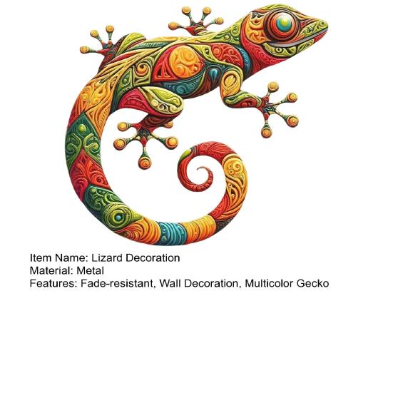 Yousheng Wall Art Gecko Decoration Metal Lizard Wall Decoration Colorful Wall Mounted Gecko for Garden Fence Home Farmhouse Decor