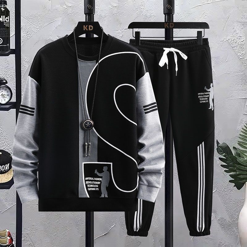 Sweatsuit Set Pullovers Male New Sets Youth Casual Running Popular Long Sleeve Sportswear Couple Patchwork Sports Suits