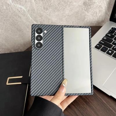 Luxuriöse Handyhülle aus Kohlefaserleder mit Magsafe für Samsung Galaxy Z Fold 7 6 5 4 3 Schutz Magnetische Kabellose Lade-Rückseite