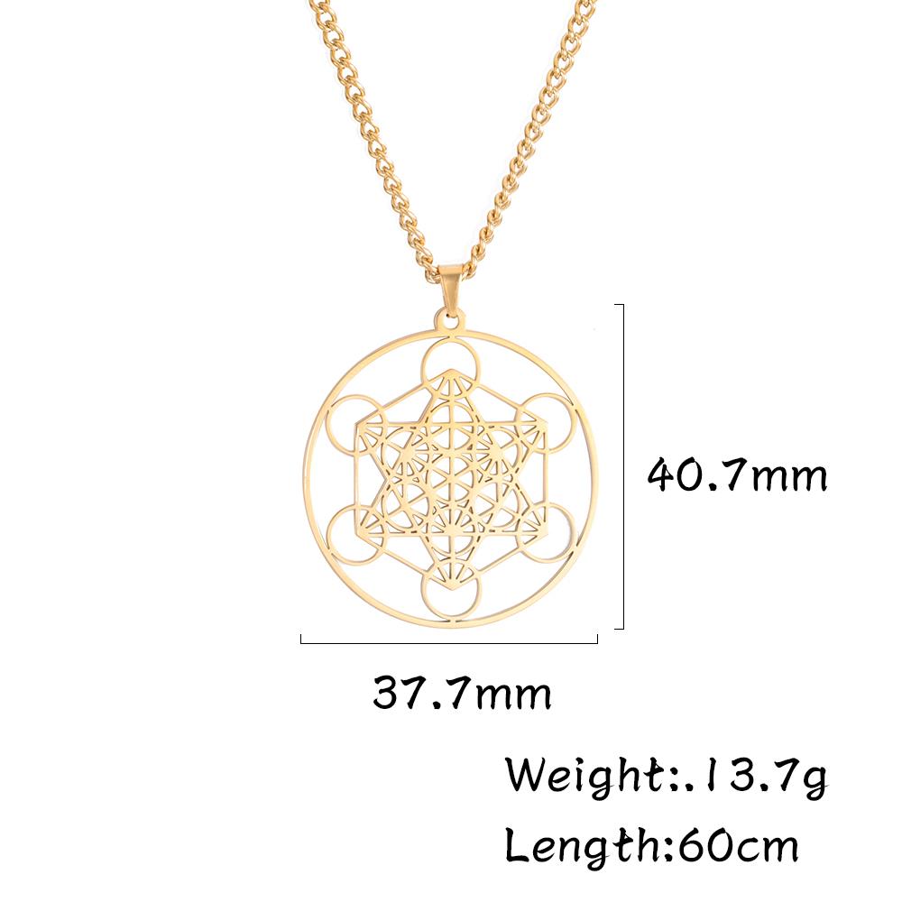 Dawapara Metatronova kostka Symbol Medailon Náhrdelník Nerezová ocel Posvátná geometrie Duchovní ochrana Talisman Přívěsek