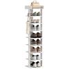 9-Tier Shoe Rack, Shoe Organizer Up To 9 Pairs with Top Tray, 2 Hooks, 30x30x128.4cm, White