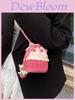 Knitted Wool Mini Bucket Bag With Phone Pocket For Daily Casual Use