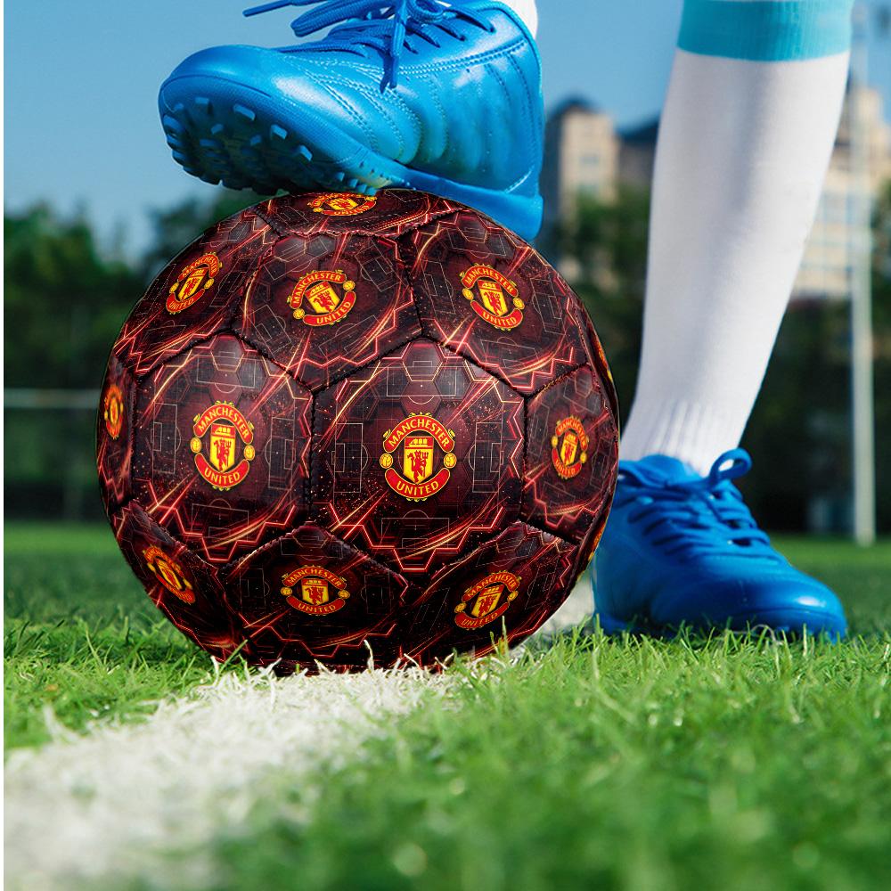 Manchester United Temafotboll Storlek 5 Fotboll Mjuk Beröring Professionell Träningsfotboll för Utomhussporter