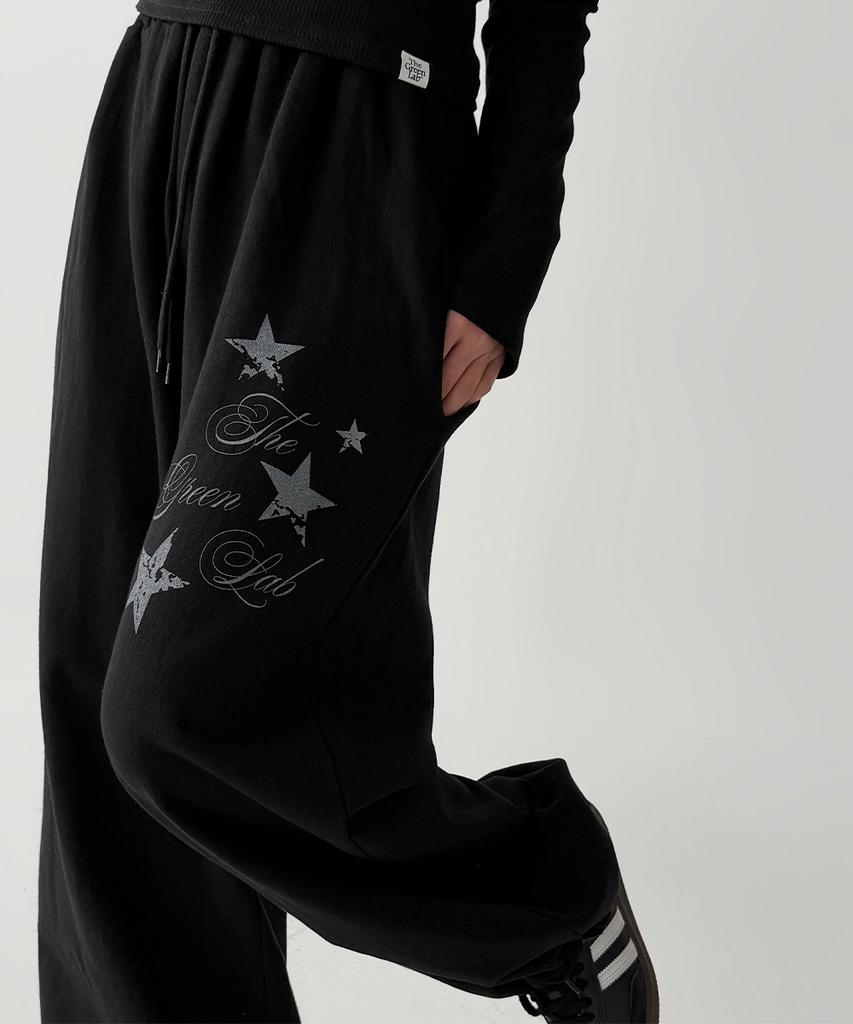 THE GREEN LAB Star Patch Terry Pants [Black]