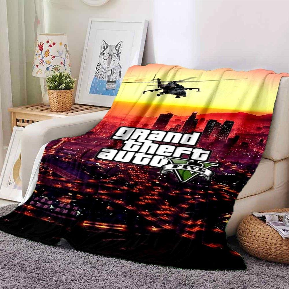 1ks Mäkká flanelová deka Grand Theft Auto s dizajnovou potlačou Útulná deka na všetky ročné obdobia, ideálna na pohovku, posteľ, do kancelárie