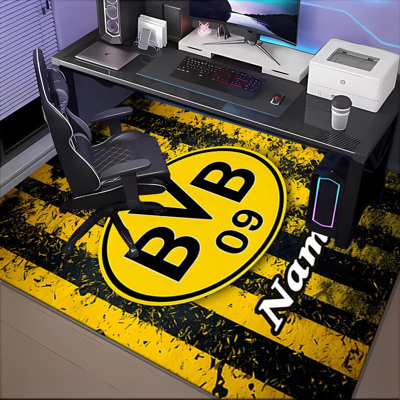 Benutzerdefinierter Name BVB Fanartikel Teppich Spielteppich, Fußmatte für Schlafzimmer Wohnzimmer Eingangsbereich Teppich, Heimdeko Idee Geschenk für Weihnachten Geburtstag