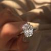 Large Oval White Gold Plated Zircon Ring – Popular European and American Women's Engagement Jewelry