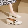 Gentle Women's Shoes Soft Muse Fan Nude Thick Heel Short Heel Single Shoes Small Leather Shoes with Skirt Ballet High Heels