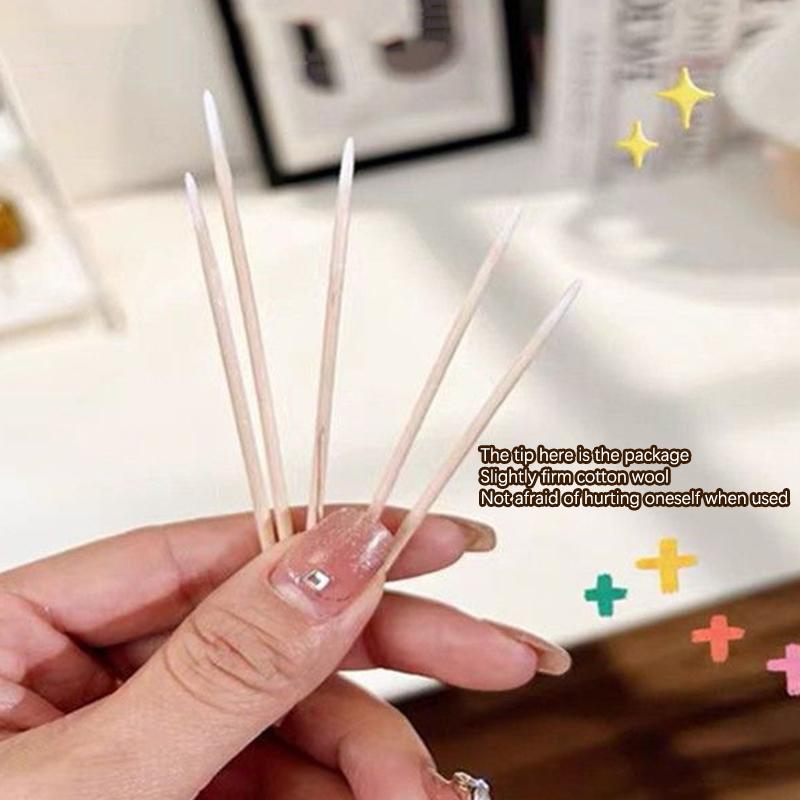 Double-Pointed Disposable Ultra-Small Cotton Swab Brush Lint Free Micro Wood Makeup Brushes Eyelash Extension Glue Removing Tool