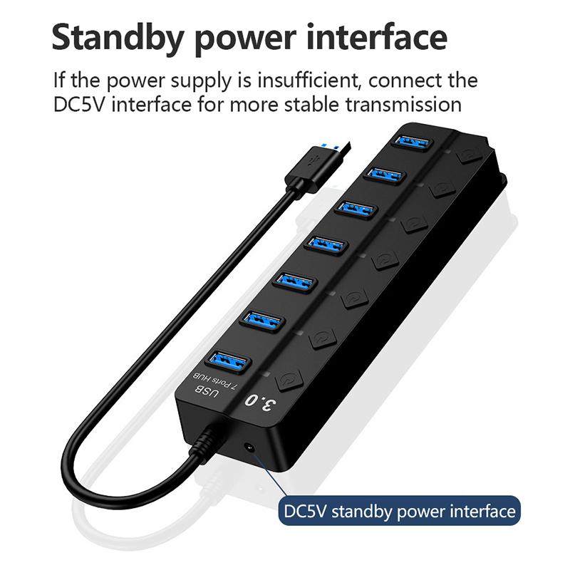 Usb Hub 3.0 Usb 2.0 Hub Multi Usb Expander Splitter High Speed 4 / 7 Port On/Off Switch Multi Laptop Pc Hub Usb 3.0 Hub For Pc Computer Accessories