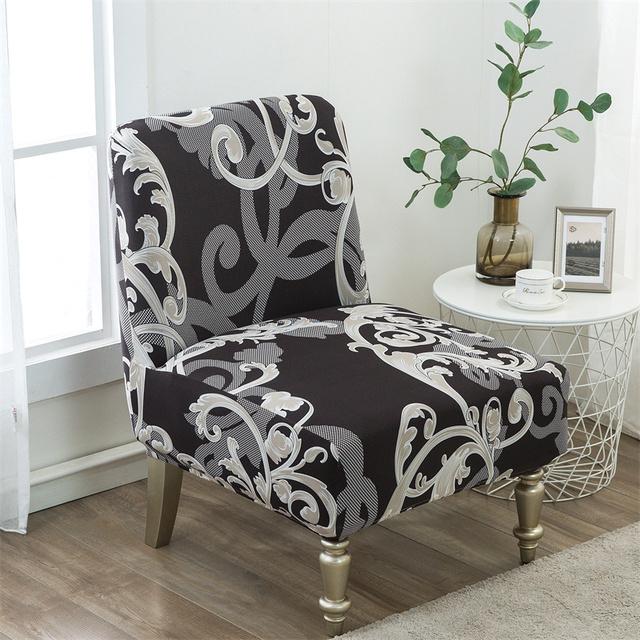 Geometric Armless Chair Cover Single Sofa Stool Slipcover Modern Accent Stretch Chair Covers Elastic Couch Protector Cover
