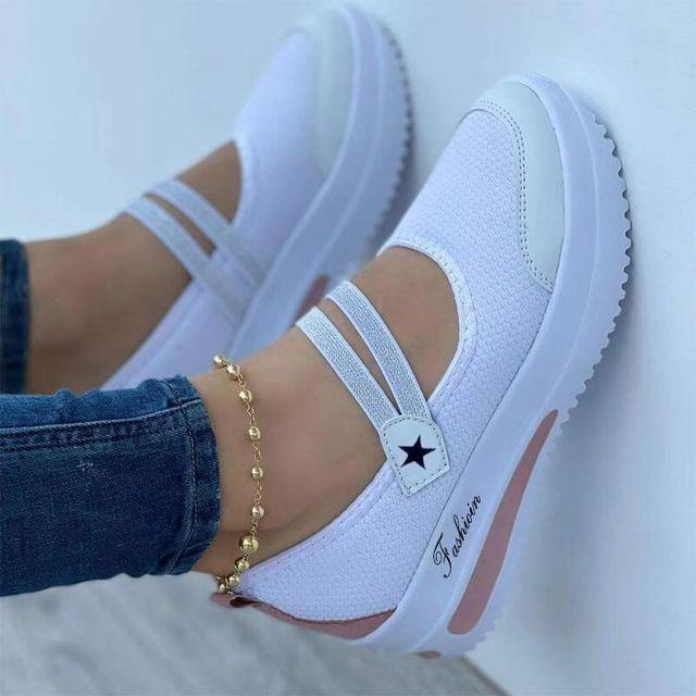 Ladies Solid Color Wedge Sneakers Mesh Breathable Ladies Woman 'S Comfortable Non -Slip Breathable Female 'S Fashion Casual Shoes