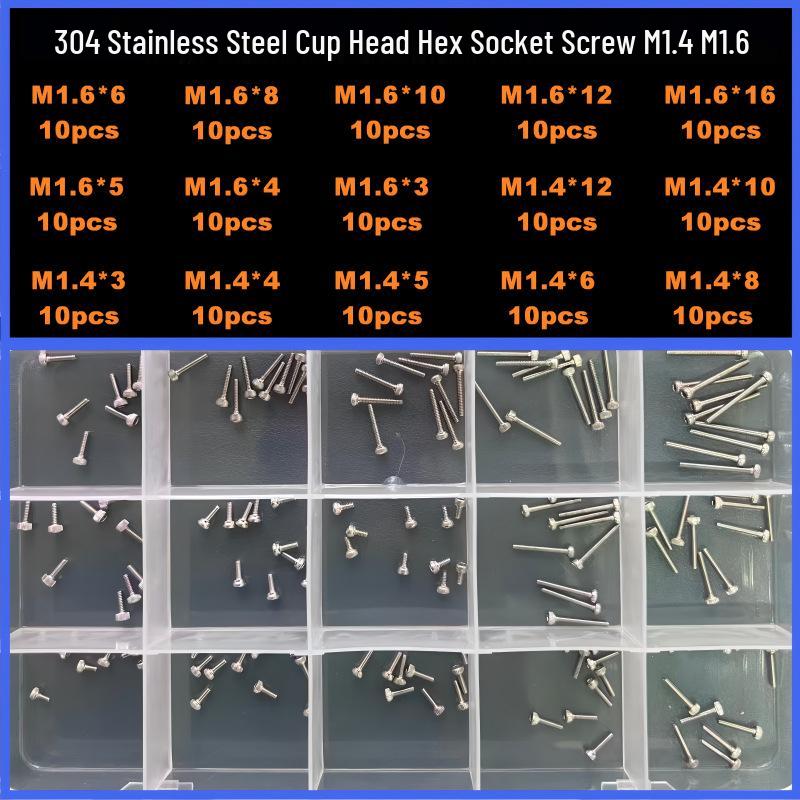 360-Piece High Strength Grade 12.9 Internal Hex Socket Screw and Hex Nut Set (M3, M4, M5, M6)