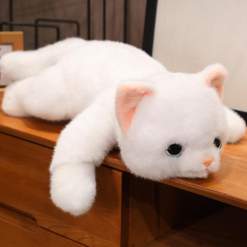 Cute Simulated Cat Doll Plush Toy Stuffed Soft Animal Plush White Gray Kitten Pillow Kids Girls Birthday Gift Pet Toys Deco