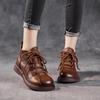 Short Boots for Women Spring and Autumn New Thick Soled Ankle Boot Womens Retro Small Leather Shoes Middle-aged Mothers Shoes