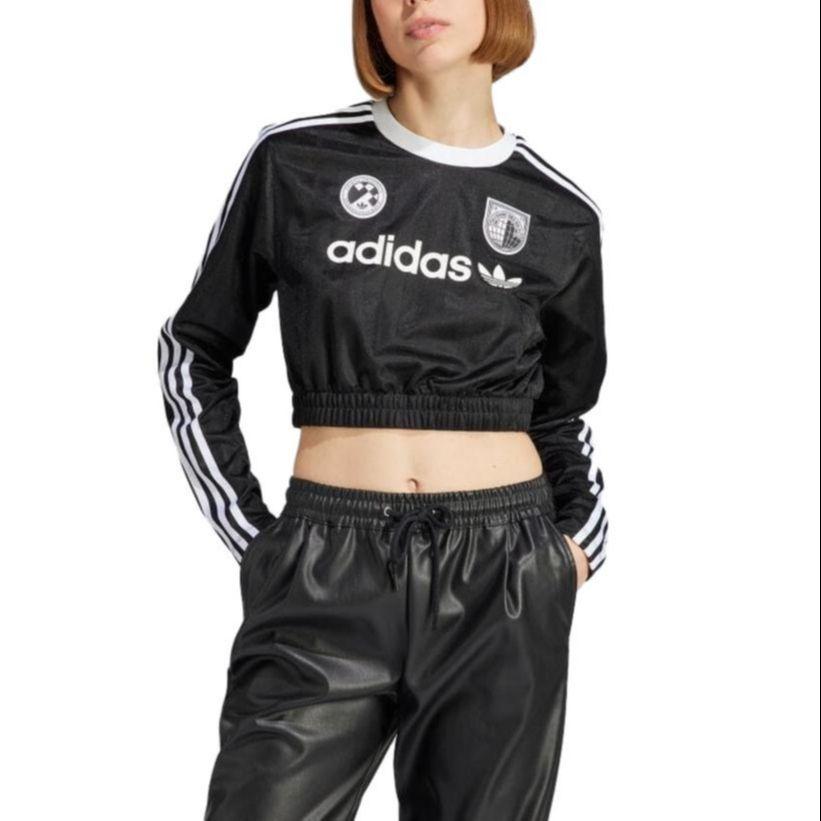adidas Originals Cropped Long Sleeve T-Shirt Women Tops Black IR9802
