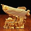 Figurine de Poisson Arowana de Richesse Feng Shui Décor Robuste Poisson Dragon Doré, Statue Porte-Bonheur pour