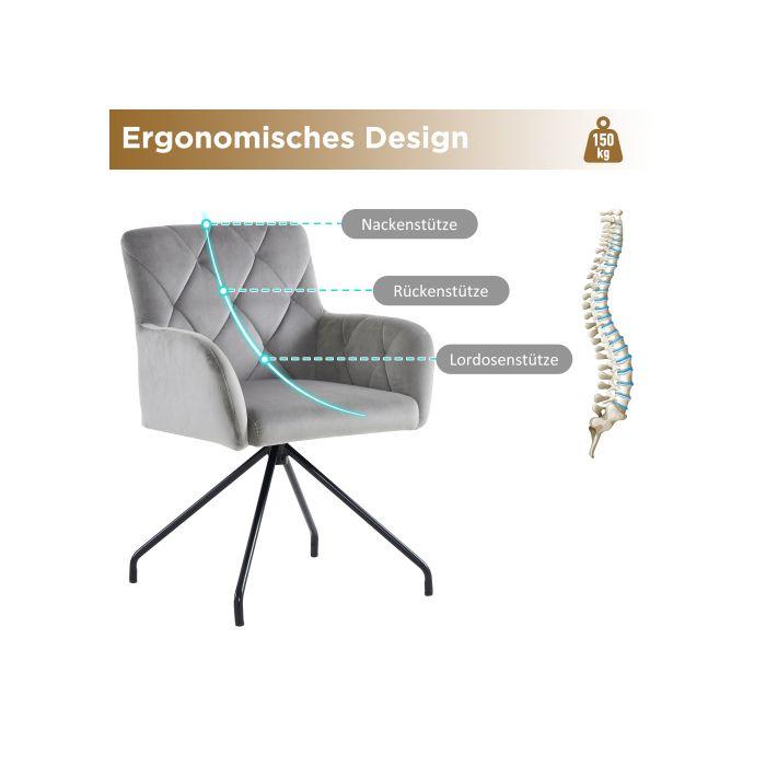 Dining Chairs - MUVOE - Set of 2 - Upholstered - Metal - Light Gray Velvet