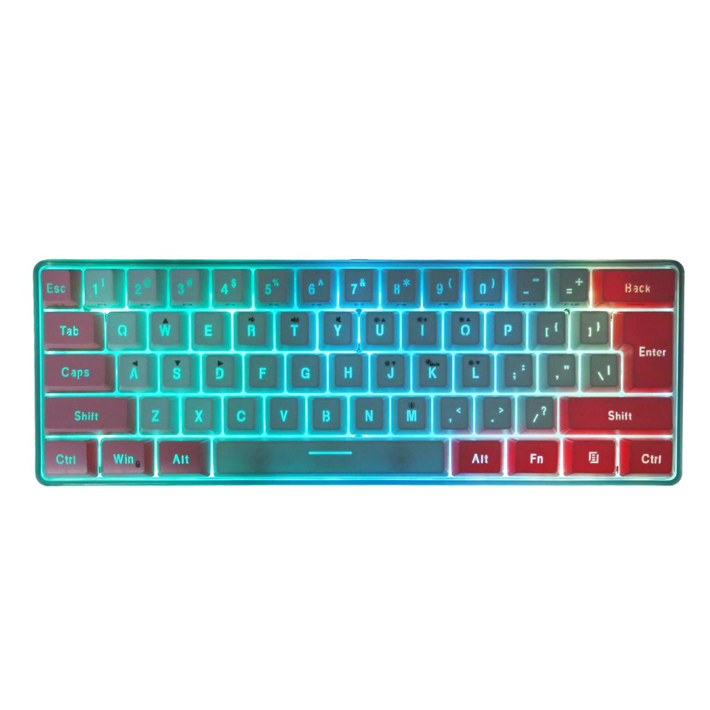 Gaming Keyboard USB 61 Keys Contrast Color RGB Light Key Line Separation Mechanical Wired Keyboard for Games