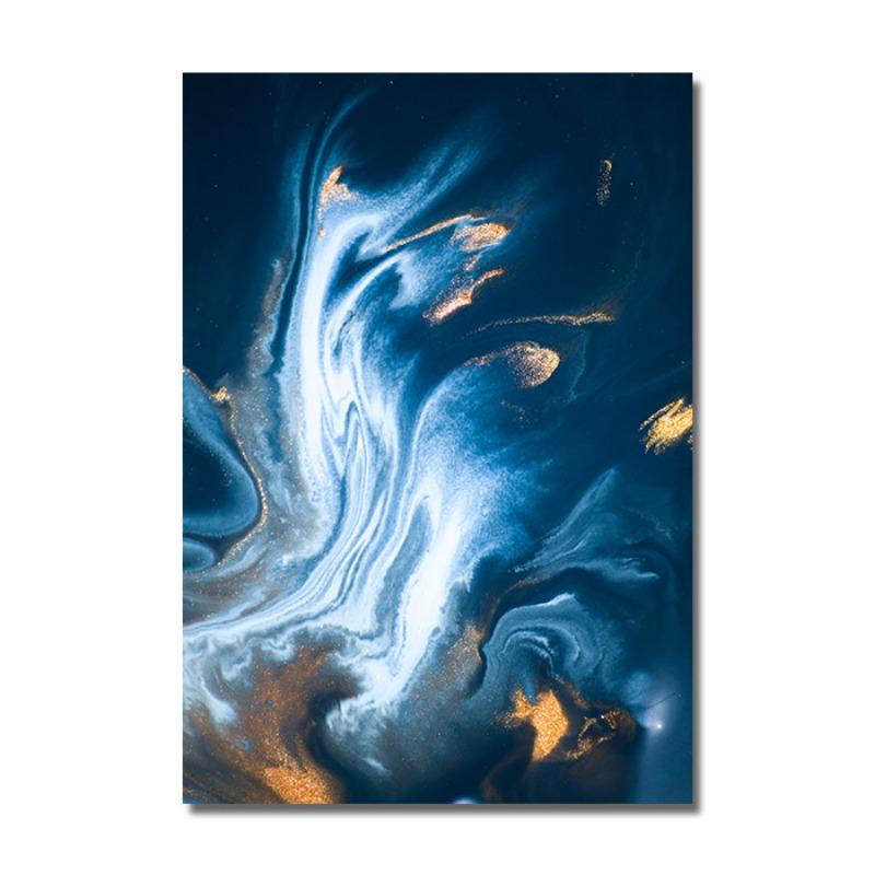 Golden Blue Wave Poster Abstract Canvas Painting Nordic Posters and Prints Wall Art Pictures for Living Room Modern Home Decor