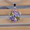 Colorful AAA Crystal Zircon Inlaid Flower Pendant Necklace