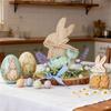 Wooden Easter Rabbit Sculpture Animal Figurine Ornament Spring Home Decoration For Mantels Bookshelf Tabletop Display