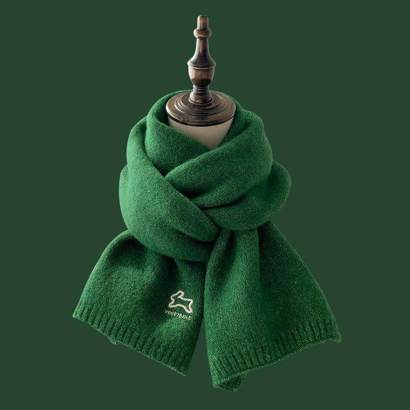 Embroidered bunny knitted scarf women's autumn and winter Korean version Japanese versatile ins tide cute student wool scarf