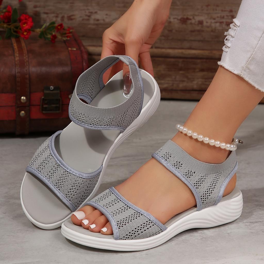 New Women Summer Fashion Sandals Mesh Casual Fish Mouth Sports Sandals Plus Size 43 Flying Woven Flat Shoes Sandalias
