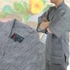 Edoten Men's Shijira-woven Jinbei, Cool Summer Wear, 100% Cotton, Original Printed Retro Goldfish Pattern, Light Gray, Size M