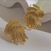 Gold Metallic Woven Irregular Geometric Ear Cuff Clips Stylish Non Pierced Earrings For Women Fashion Jewelry