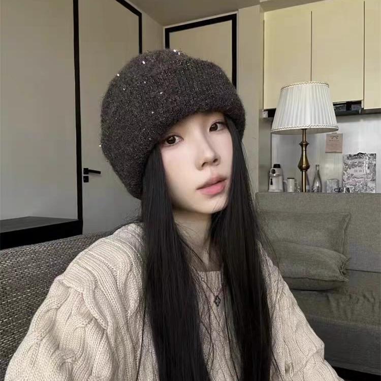 Damen Herbst- und Wintermützen, Sternwolle Strickmützen, Thermische Glatzenmützen