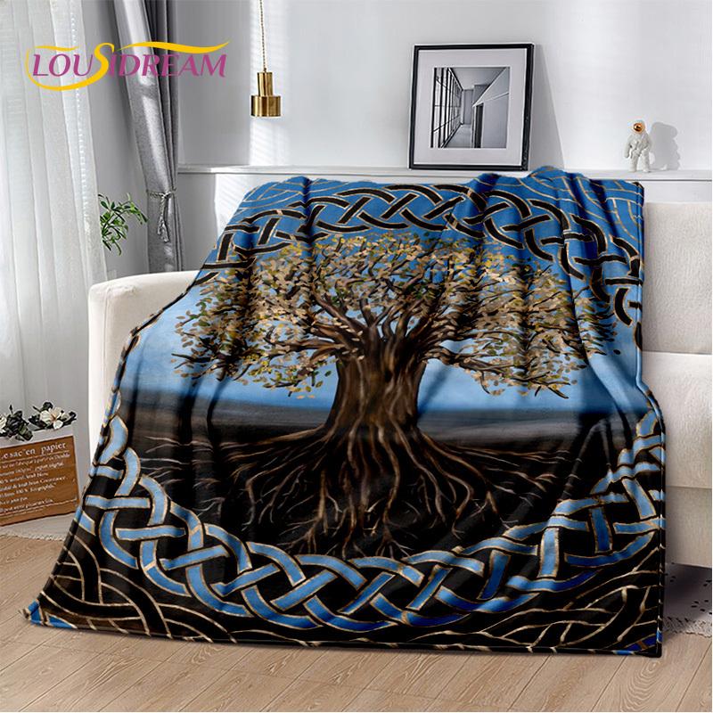 Couverture d'arbre de vie de la mythologie nordique Yggdrasil, couverture douce en flanelle pour la maison, la chambre à coucher, le lit, le canapé, le pique-nique, le bureau, les enfants