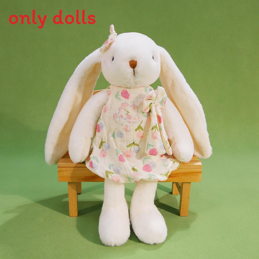 Plush Rabbit Toy With Bow And Dress Decoration Fur For Kids Birthday Gift