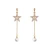 Star Pearl Earrings Gold Ladies Cute Gorgeous (Earrings)