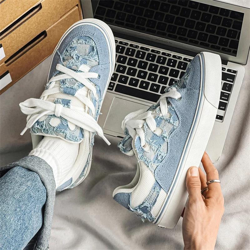 Scarpe Sportive in Tela Usurata Nuove Primavera e Autunno Scarpe Vulcanizzate Autunnali Uomo e Donna Nuove 2024 Taglia 35-44 Traspiranti