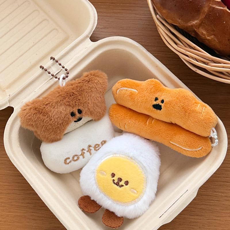 Cartoon Plush Breakfast Series Doll Keychain Cute Soft Stuffed Doll Pendant Backpack Hanging Decoration Couple Gift