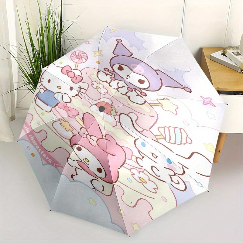 Hello Kitty, Sanrio Automatic Open/Close Umbrella-Cute Umbrella with Cute Design, Portable 3-Fold Compact Umbrella for Men & Women, Hallowee