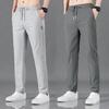 Pantalon pour Homme en Soie glacée Droite Poches latérales Minces Cordon de Serrage Taille élastique Coupe ajustée Couleur Unie Séchage Rapide Gym Traning Jogging Pantalon de survêtement Long Pantalon