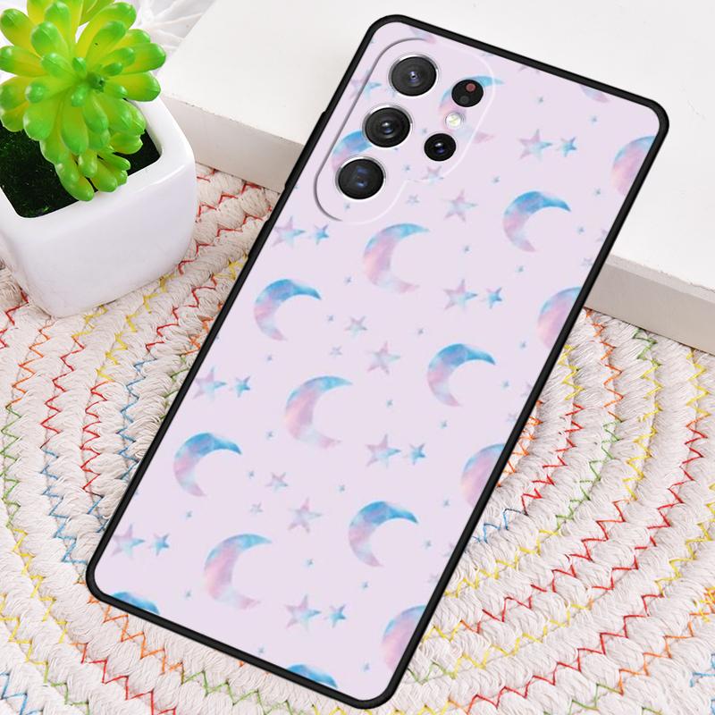 Moon Stars Pastel Silicone Phone Case For Samsung Galaxy Note 10 Pro S26 S25 S24 S23 S22 S21 Plus S25Ultra Capa Cover