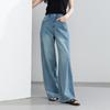 Women's High Waist Wide Leg Straight Long Loose Fit Tencel Denim Pants Jeans