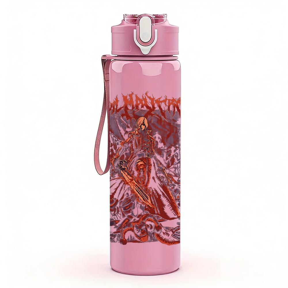 1PC Faint City Map Line Sketch Print 750ml Colorful Plastic Sports Water Bottle Leakproof Pop Up Lid with Straw for Outdoor Work Home Use