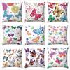 Seamless Watercolor Butterfly Digital Printing Short Plush Pillow Covers for Car Sofa Office Cushion Cover Home Goods 60x60cm